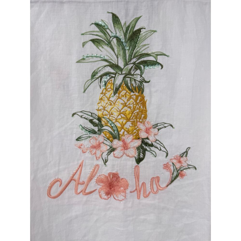 Tommy Bahama Womens Linen Button Up Shirt Size XL White Embroidered Hawaiian - Picture 5 of 8